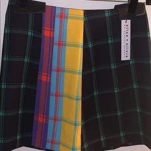 Alice + Olivia multi color plaid skirt